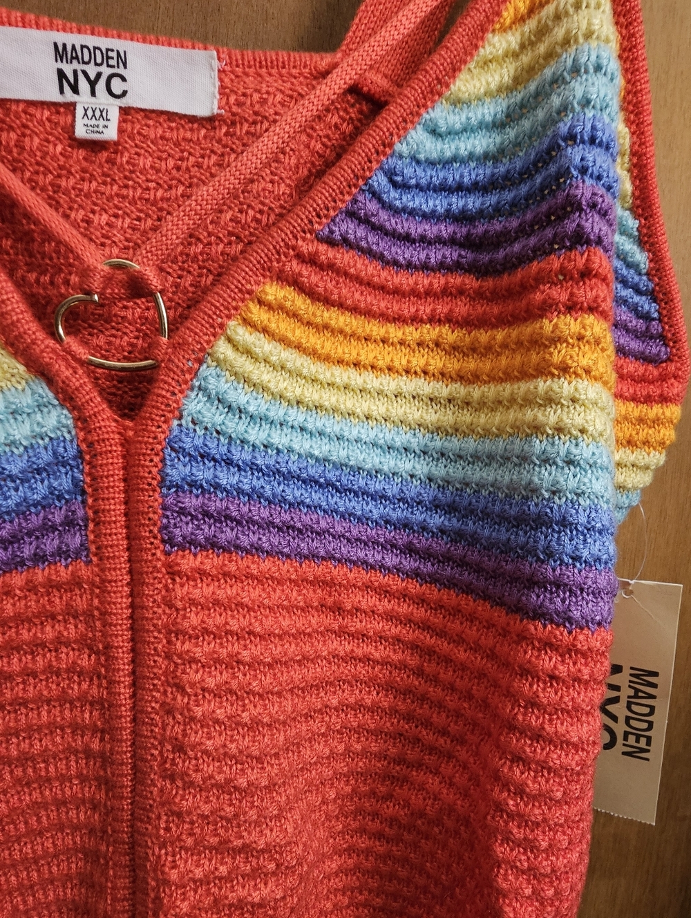 Madden NYC Juniors' Heart O Ring Crochet crop Top rainbow plus size xxl new nwt - Picture 3 of 10